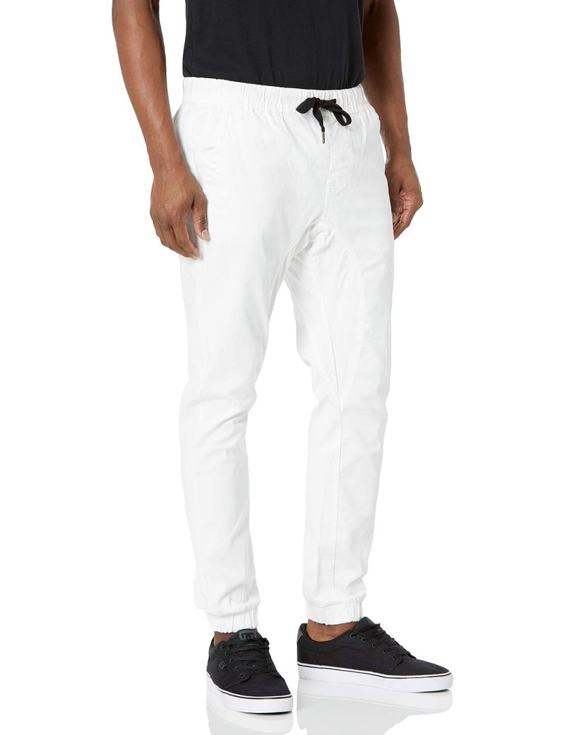 WT02 Men's Twill Jogger Pants, White-A, Medium - Image 1